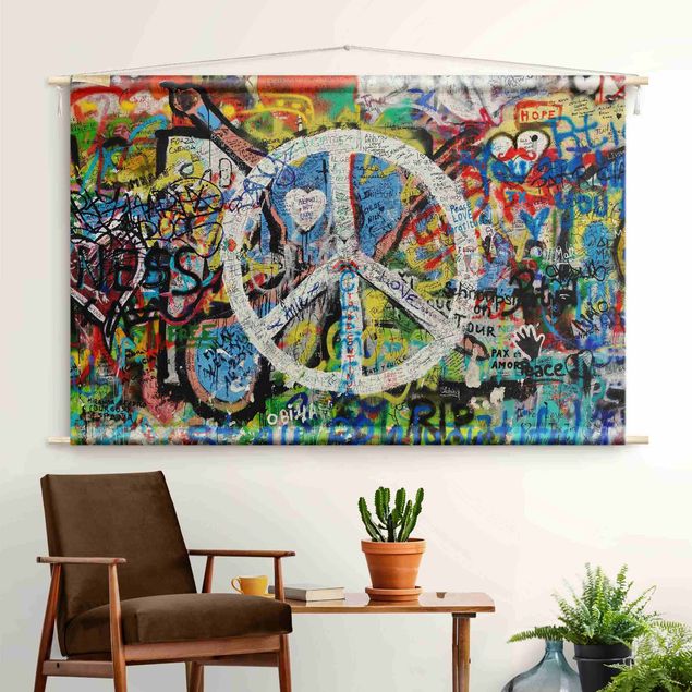 Tapices modernos Graffiti Wall Peace Sign