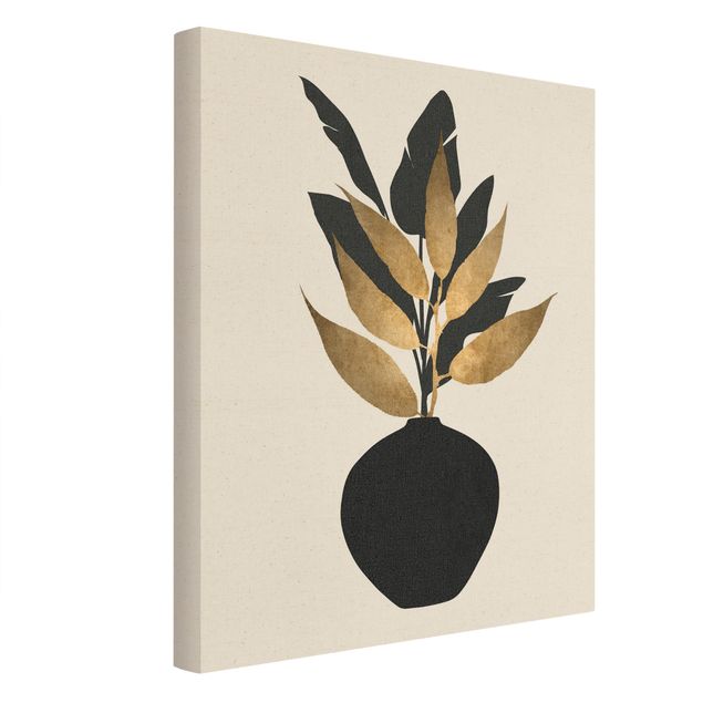 Cuadros de Kubistika Graphical Plant World - Gold And Black