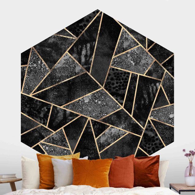 Papel pintado geométrico Gray Triangles Gold