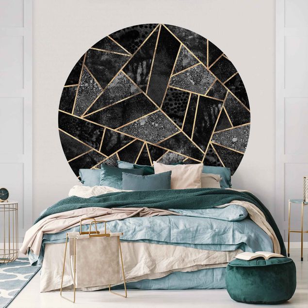 Papel pared geométrico Grey Triangles Gold