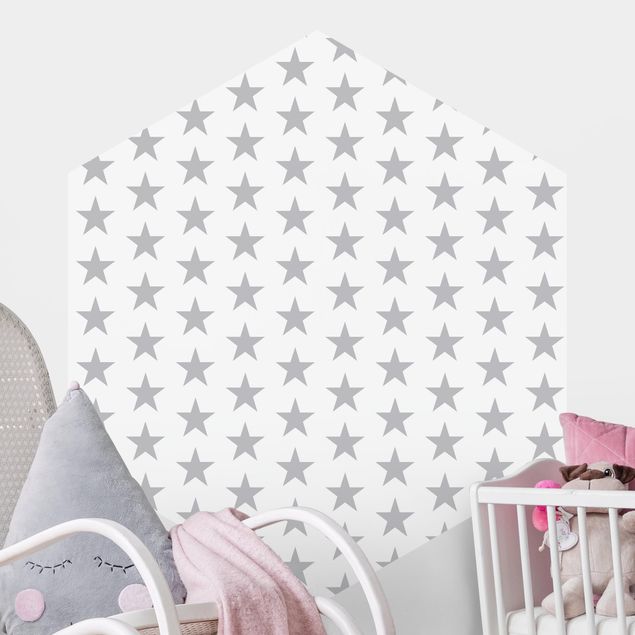 Decoración habitación infantil Large Gray Stars On White