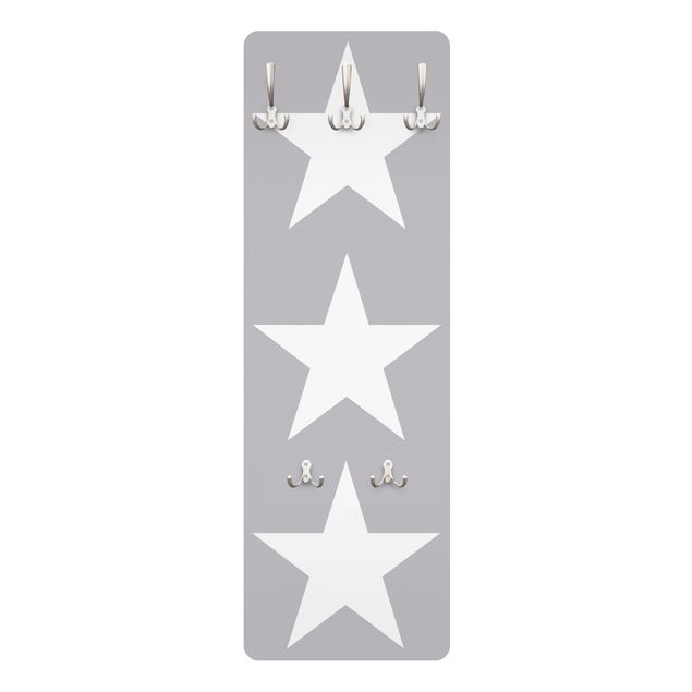 Percha pared Large white stars on grey