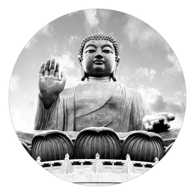 Papel pintado zen Big Buddha Black And White