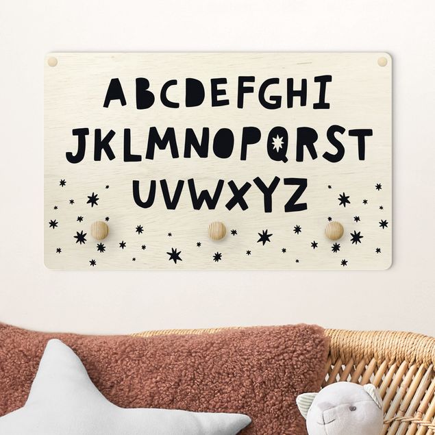 Decoración habitación infantil Big Alphabet With Stars Black And White