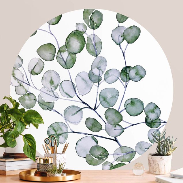 Papel pintado floral Green Watercolour Eucalyptus Branch