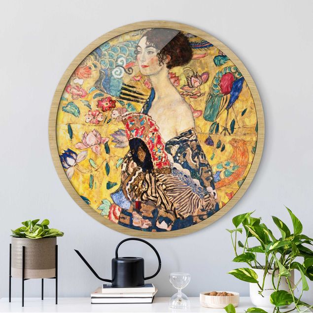 Pósters enmarcados de cuadros famosos Gustav Klimt - Lady With Fan