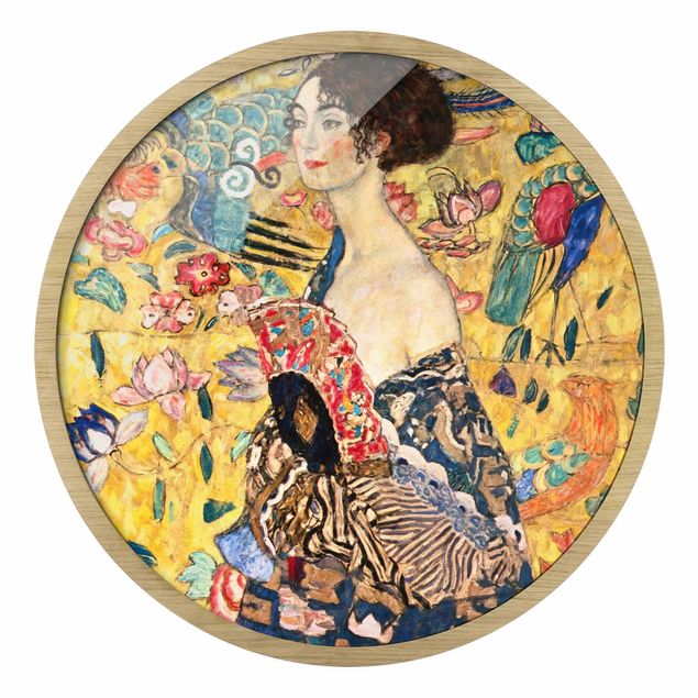 Cuadros redondos Gustav Klimt - Lady With Fan