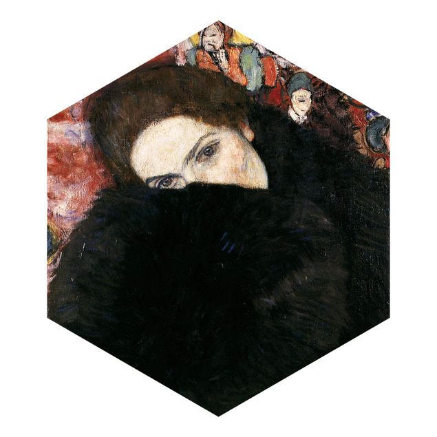 Papel pintado hexagonal Gustav Klimt - Lady With A Muff