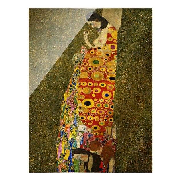 Cuadros de cristal desnudo y erótico Gustav Klimt - Hope II