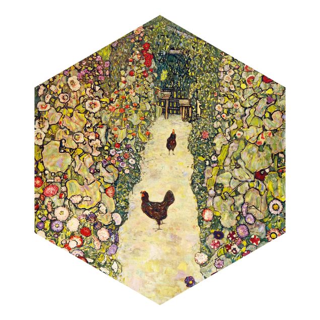 Papel pintado moderno Gustav Klimt - Garden Path with Hens