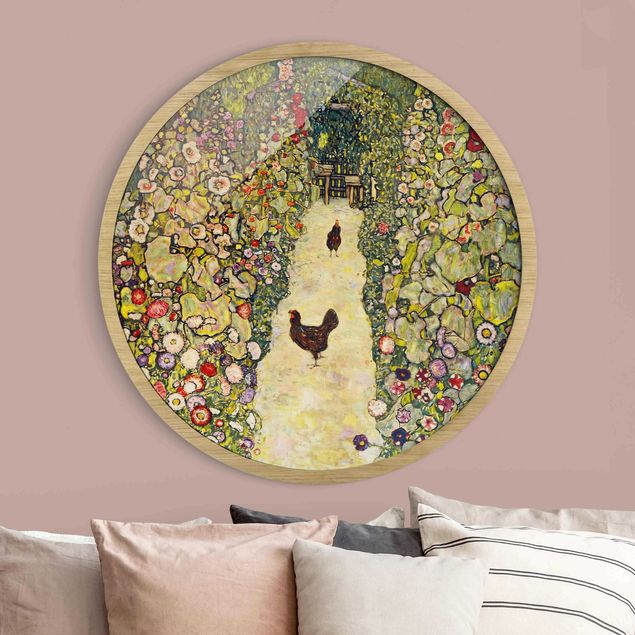 Pósters enmarcados de cuadros famosos Gustav Klimt - Garden Path with Hens