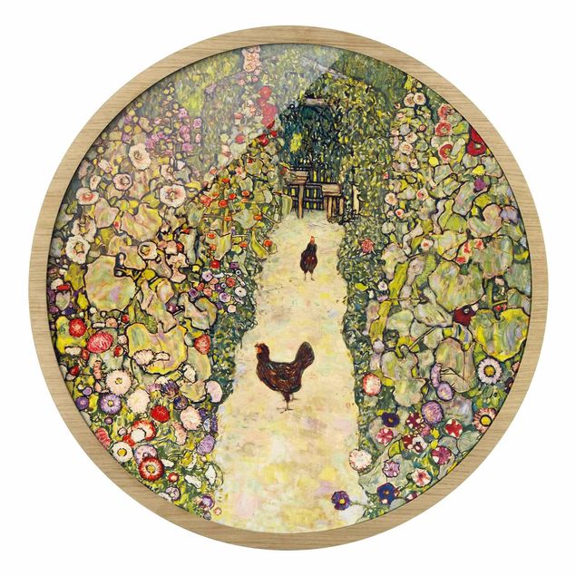 Cuadro redondo Gustav Klimt - Garden Path with Hens