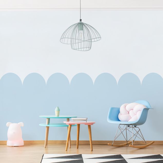 Papel pintado salón moderno Semicircular Border Medium blue