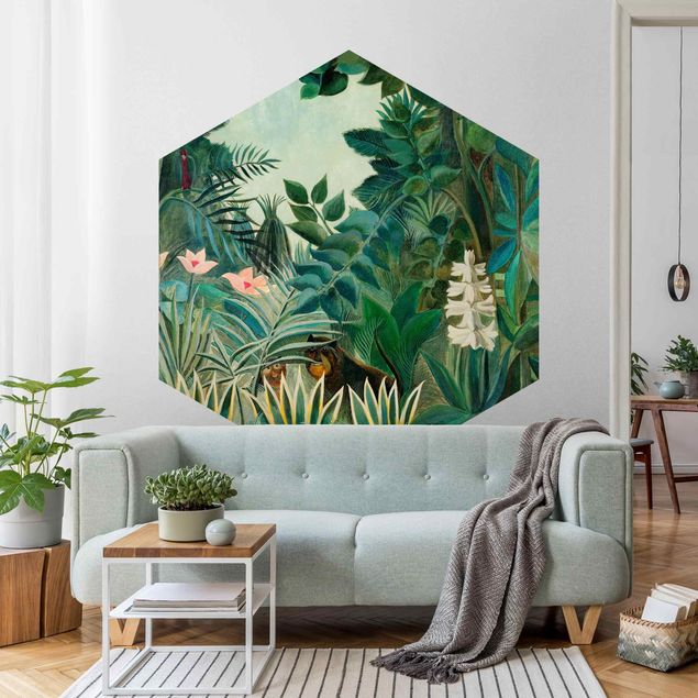 Papel pintado dormitorio vintage Henri Rousseau - The Equatorial Jungle