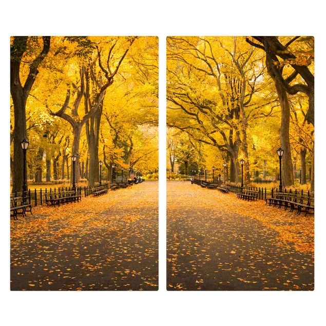 Herdabdeckplatte Glas - Herbst im Central Park