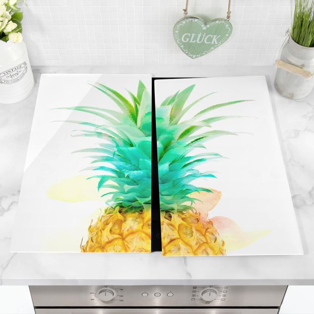 Cubre vitrocerámicas flores Pineapple Watercolour