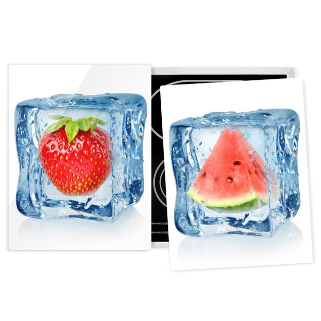 Decoración de cocinas Strawberry and melon in the ice cube