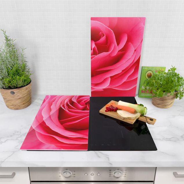 Lustful Pink Rose 2 piezas cubre vitrocerámica formato vertical