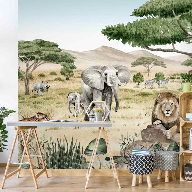 Papel pintado elefantes Rulers of the savannah