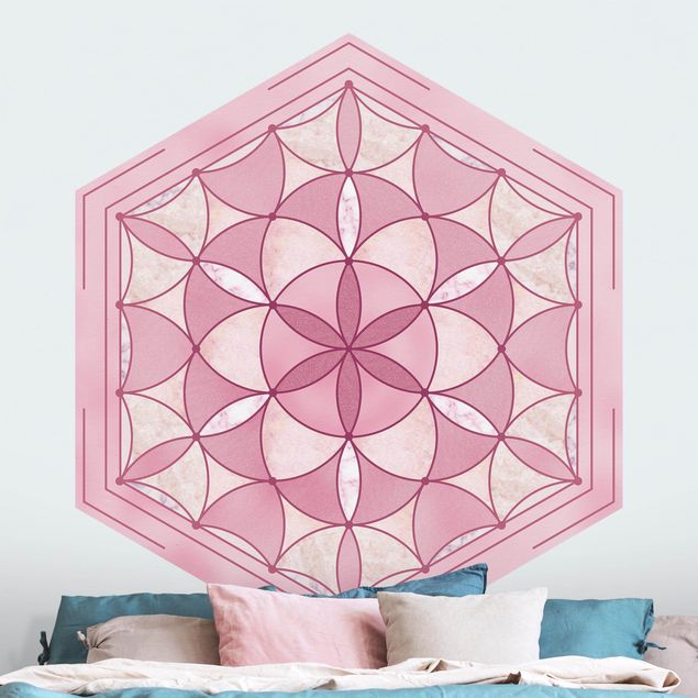 Papel pintado salón moderno Hexagonal Mandala In Pink