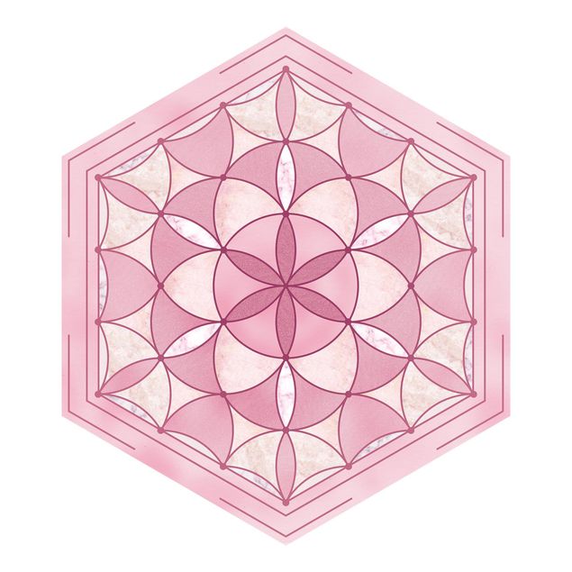 Papel de pared Hexagonal Mandala In Pink