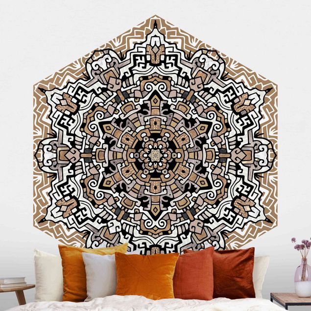 Papeles pintados modernos Hexagonal Mandala With Details