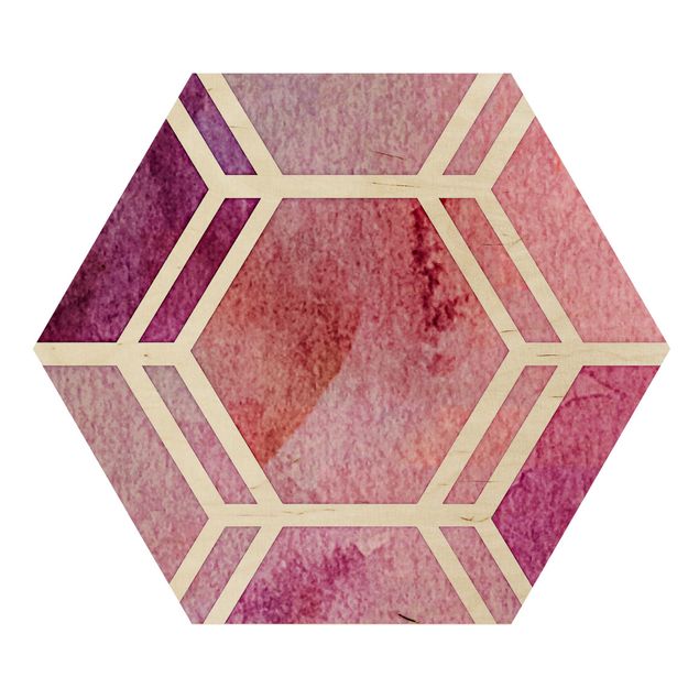 Cuadros de Monika Strigel Hexagonal Dreams Watercolour In Berry