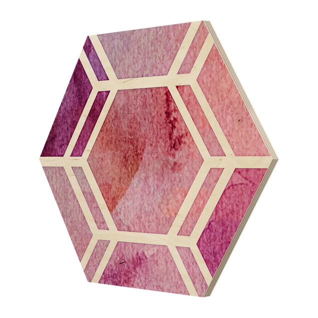 Cuadros modernos Hexagonal Dreams Watercolour In Berry