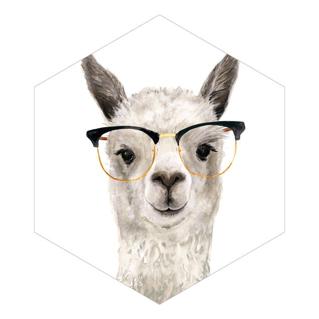 Papel pintado blanco Hip Lama With Glasses I