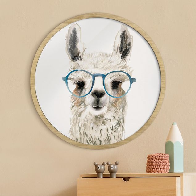 Pósters enmarcados de animales Hip Lama With Glasses Ill