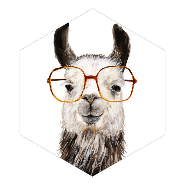 Papel pintado blanco Hip Lama With Glasses IV