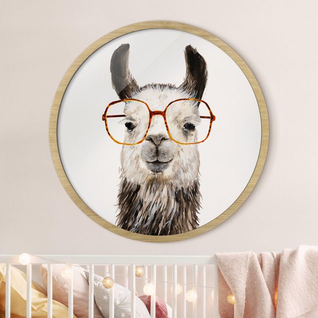 Pósters enmarcados de animales Hip Lama With Glasses IV