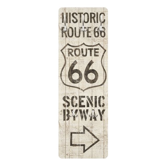 Perchero de pared panel de madera - Historic Route 66