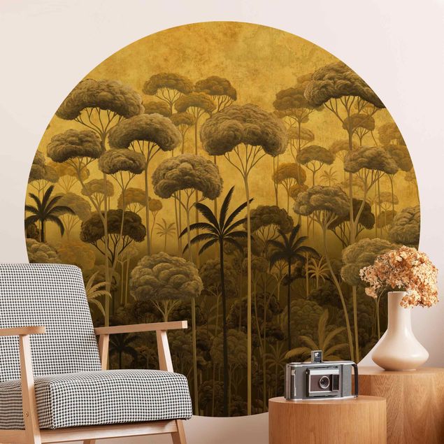 Papel pintado Tall Trees in the Jungle in Golden Tones