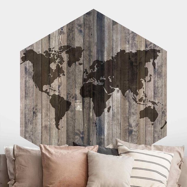 Decoración de cocinas Wooden World Map