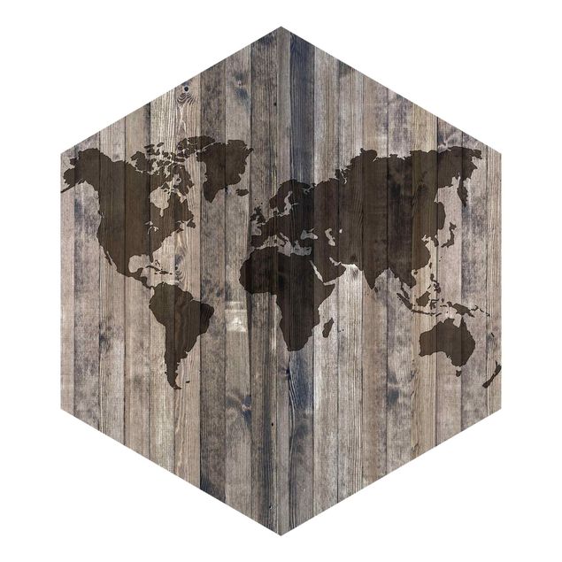 Papel pintado Wooden World Map