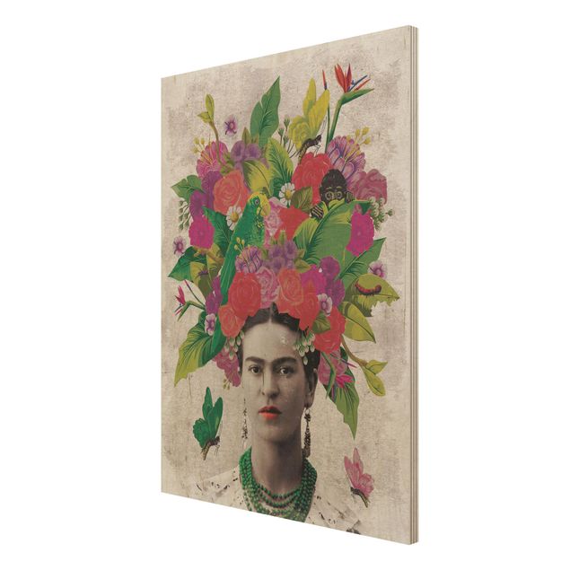 Cuadros de madera flores Frida Kahlo - Flower Portrait