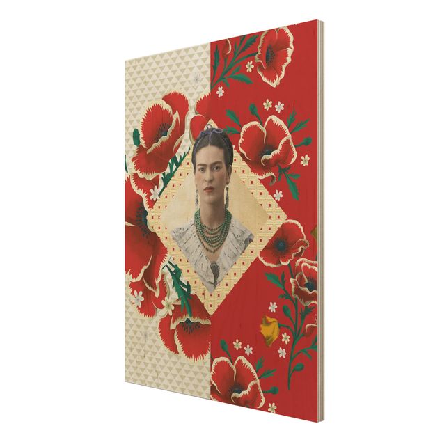 Cuadros de madera flores Frida Kahlo - Poppies