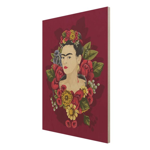 Cuadros de madera flores Frida Kahlo - Roses
