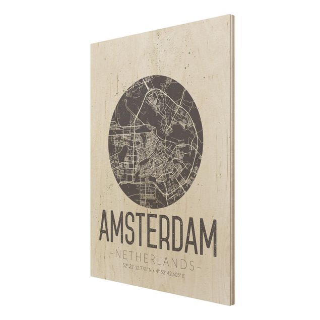 Cuadros modernos Amsterdam City Map - Retro