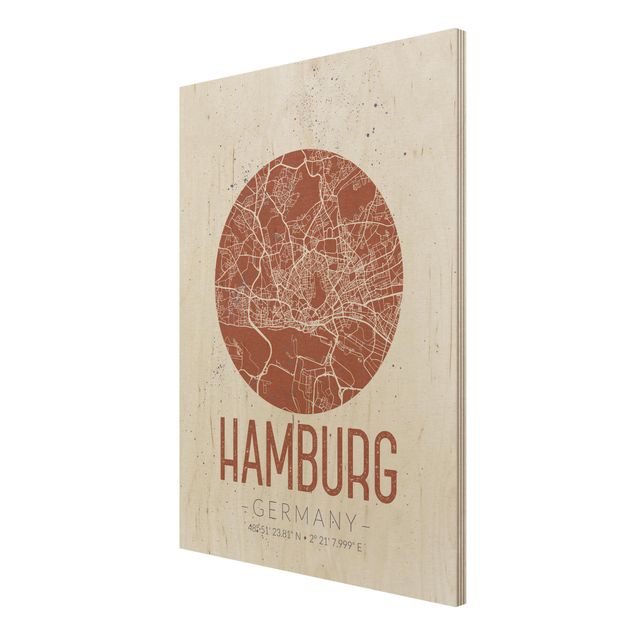 Cuadros modernos Hamburg City Map - Retro