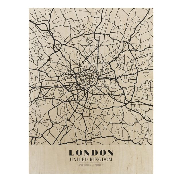 Cuadros de madera con frases London City Map - Classic