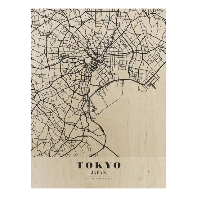 Cuadros de madera con frases Tokyo City Map - Classic