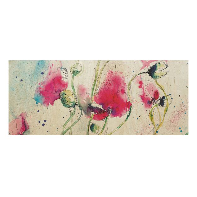 Cuadros de madera flores Painted Poppies