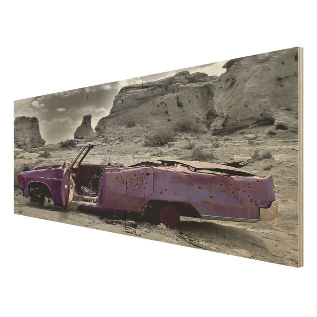 Cuadros vintage madera Pink Cadillac