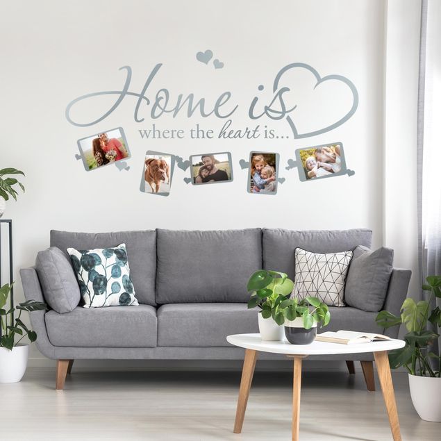Vinilo pared frase Home is where the heart is - Picture Frame
