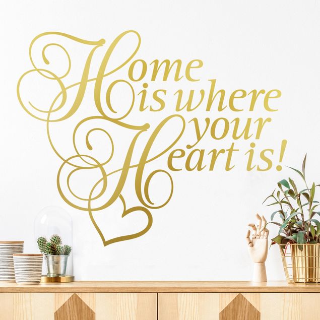 Vinilos pared frases motivadoras Home is where the Heart is with heart