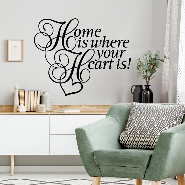 Vinilo familia pared Home is where the Heart is with heart