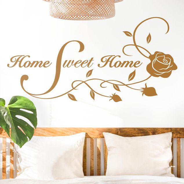 Vinilos pared frases motivadoras Home Sweet Home with Rose Tendril