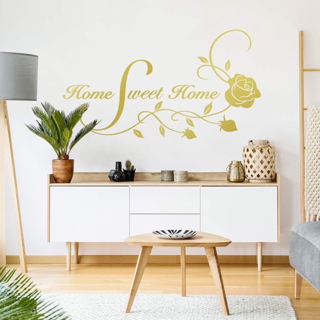 Vinilo familia pared Home Sweet Home with Rose Tendril